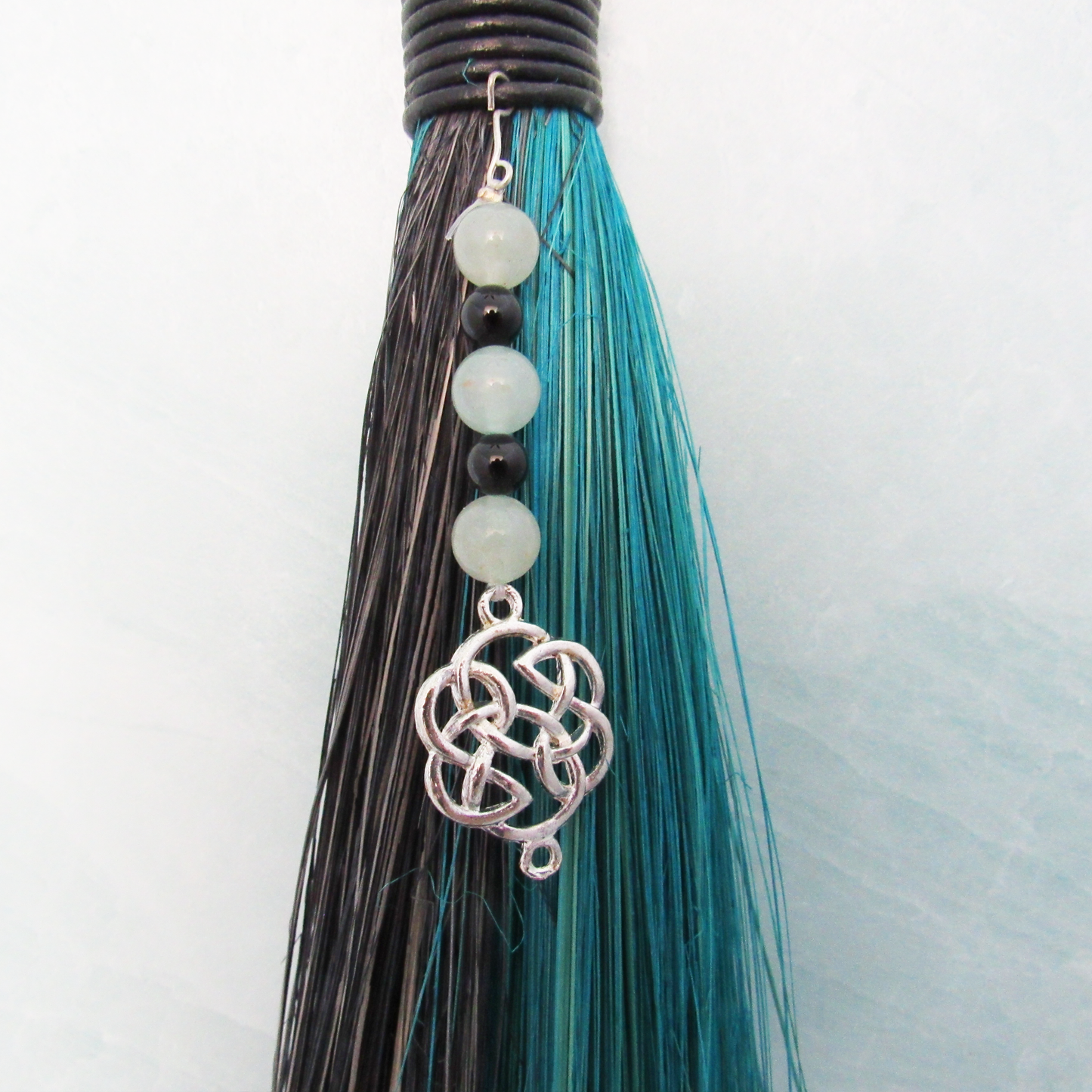 Witch's Broom with Celtic Knot Charm (Black and Green)