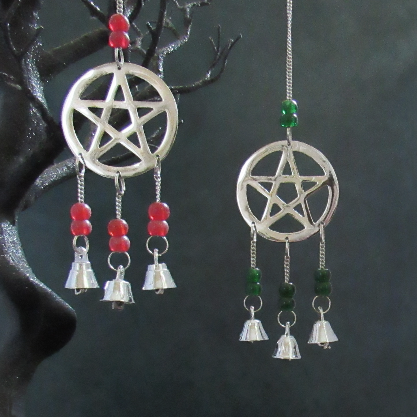 Pentagram Chime with Beads (Green)
