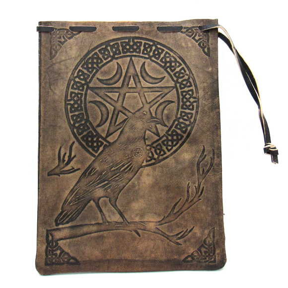Raven and Pentagram Leather Tarot Bag