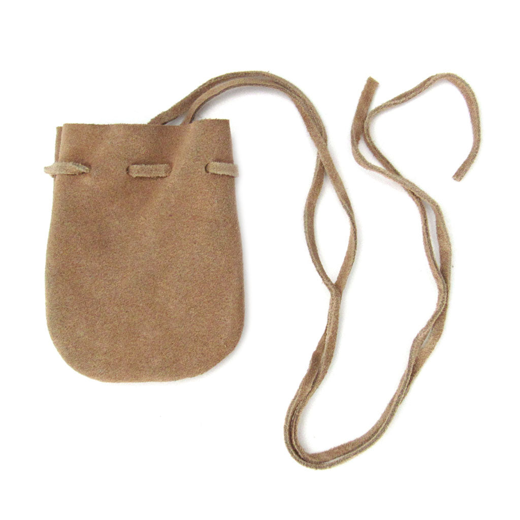 Suede Leather Pouch with OM Charm (Tan)