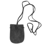 Suede Leather Pouch with Dragon Charm (Black)