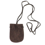 Suede Leather Pouch with Owl Charm (Brown)