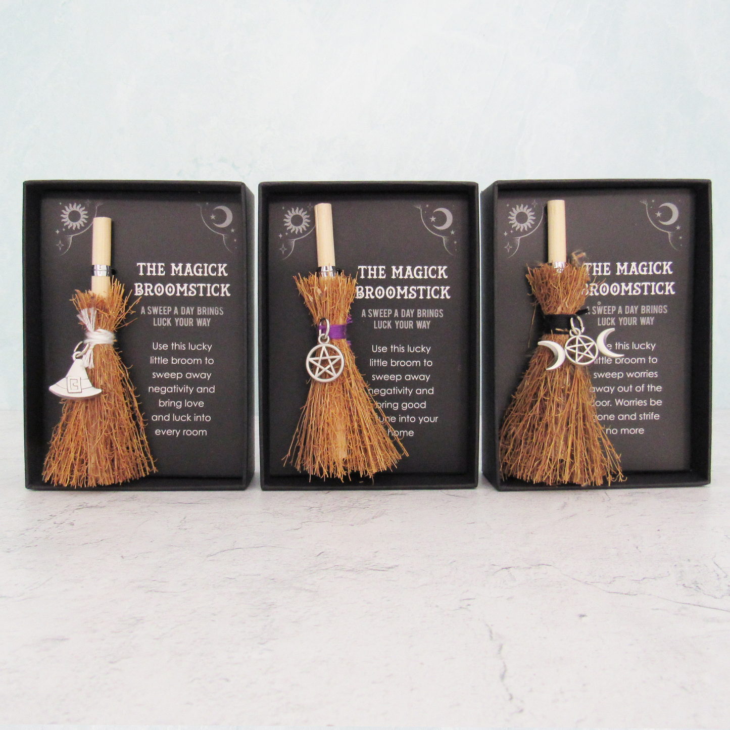 Mini Magick Broomstick with Triple Moon Charm