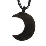Carved Wood Crescent Moon Pendant