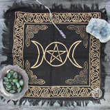 Triple Moon Altar Cloth (18 Inches) - Gold and Black