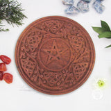 Carved Wooden Pentagram Altar Tile (6 Inches)