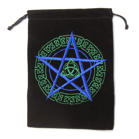Pentagram with Triquetra Embroidered Tarot Bag