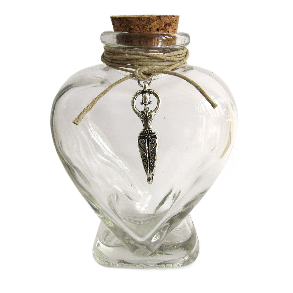 Heart-Shaped Witch Bottle with Goddess Charm