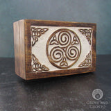 Celtic Spirals Carved Wood Box