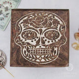Day of the Dead Carved Wood Box