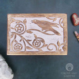 Raven and Pentagram Carved Wood Box