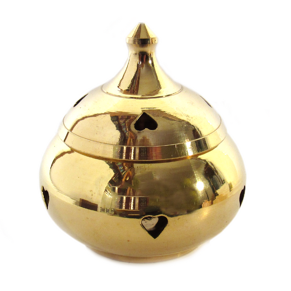 Brass Incense Burner with Hearts