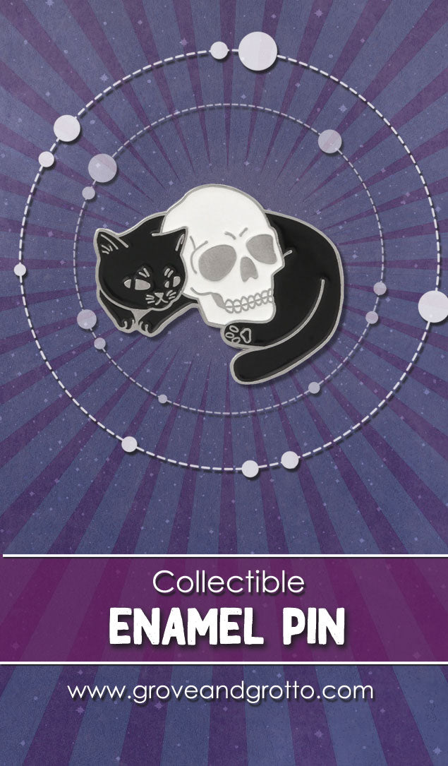 Cat with Skull Enamel Pin