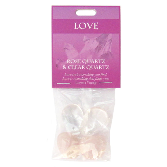 Love Gemstones (Rose Quartz and Clear Quartz) - Package of 4