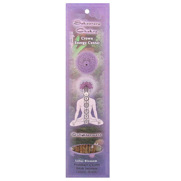 Sahasrara (Crown) Chakra Incense Sticks by Prabhuji's - Package of 10