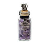 Gemstone Bottle Necklace (Amethyst with Lotus Charm)