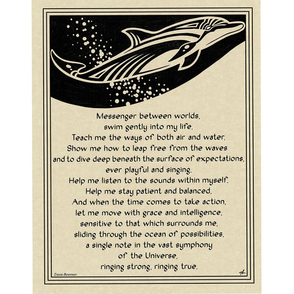 Dolphin Prayer Parchment Poster (8.5