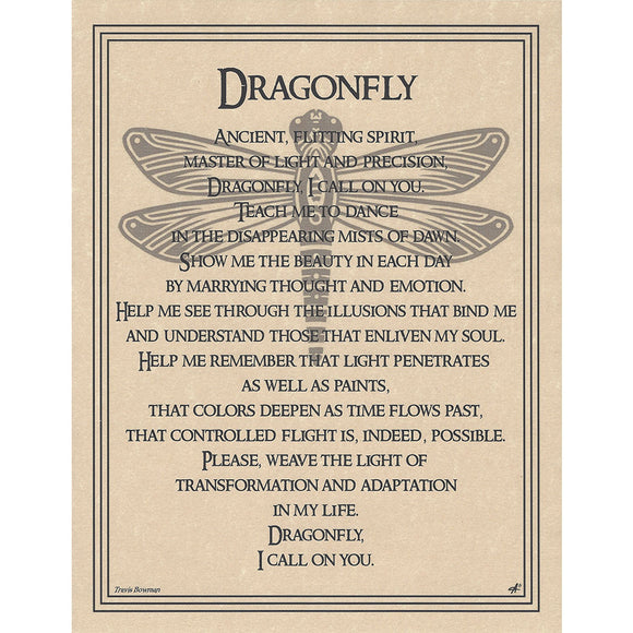 Dragonfly Prayer Parchment Poster (8.5