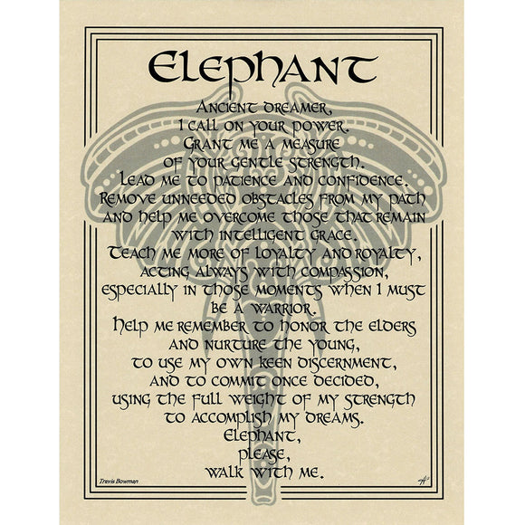 Elephant Prayer Parchment Poster (8.5