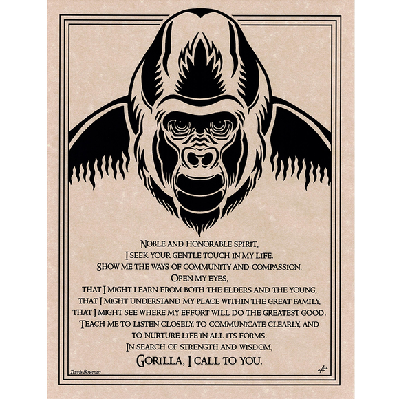 Gorilla Prayer Parchment Poster (8.5