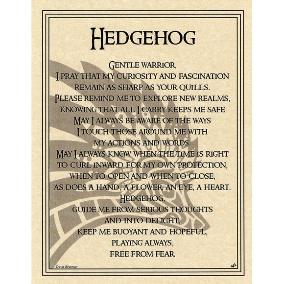 Hedgehog Prayer Parchment Poster (8.5
