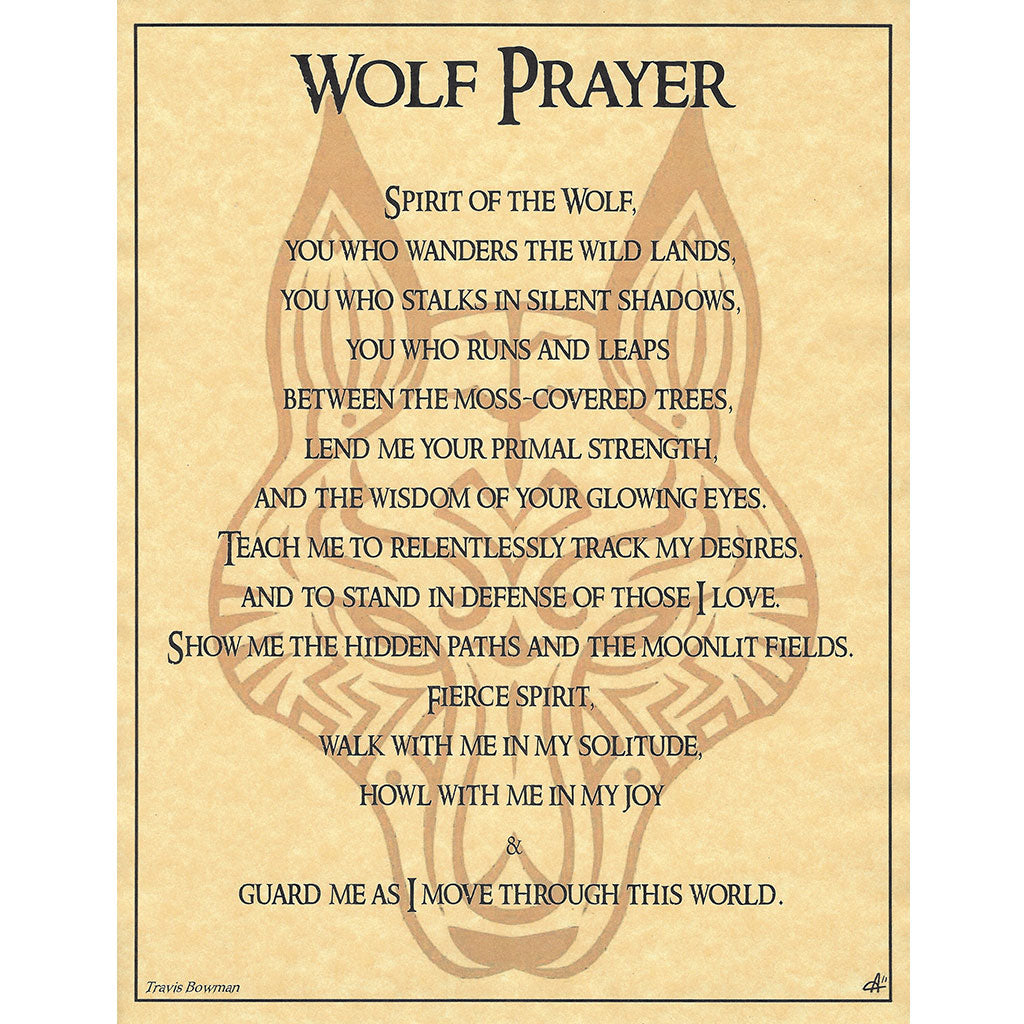 Wolf Prayer Parchment Poster (8.5" x 11")
