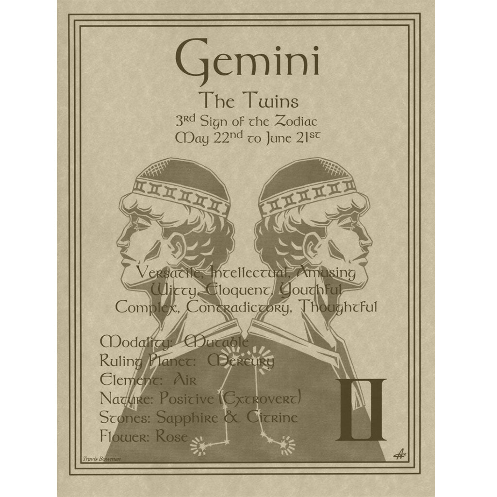 Gemini Parchment Poster (8.5" x 11")