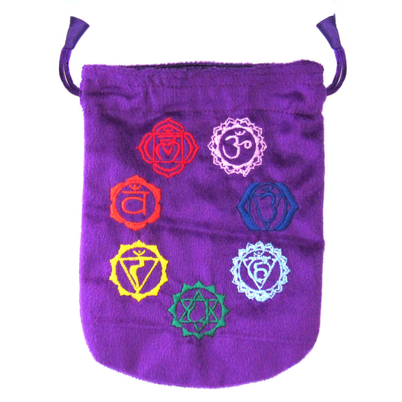 Seven Chakras Purple Velvet Bag