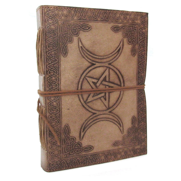 Triple Moon Leather Journal (Light Brown)