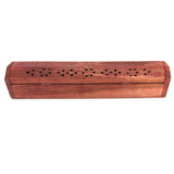 Flip-Top Wooden Incense Burner with Pentagram