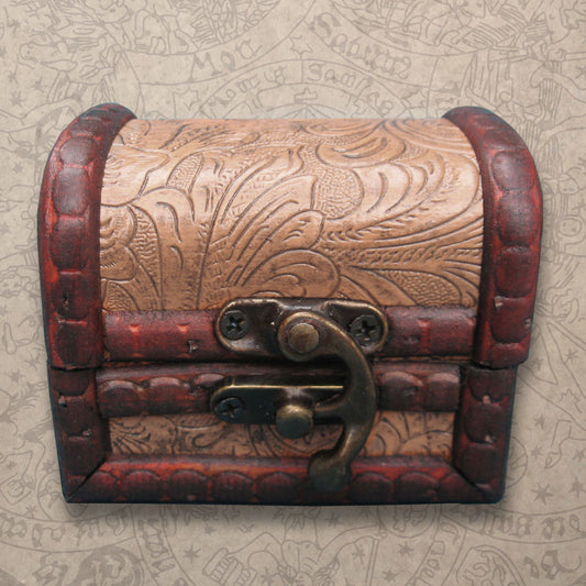 Mini Treasure Chest with Brass Latch - Embossed Pattern