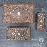 Celestial Trinket Boxes with Brass Inlay (Set of 3)