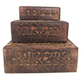 Celestial Trinket Boxes with Brass Inlay (Set of 3)