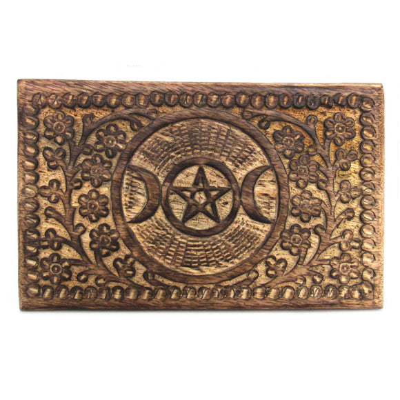 Triple Moon and Pentagram Wood Box