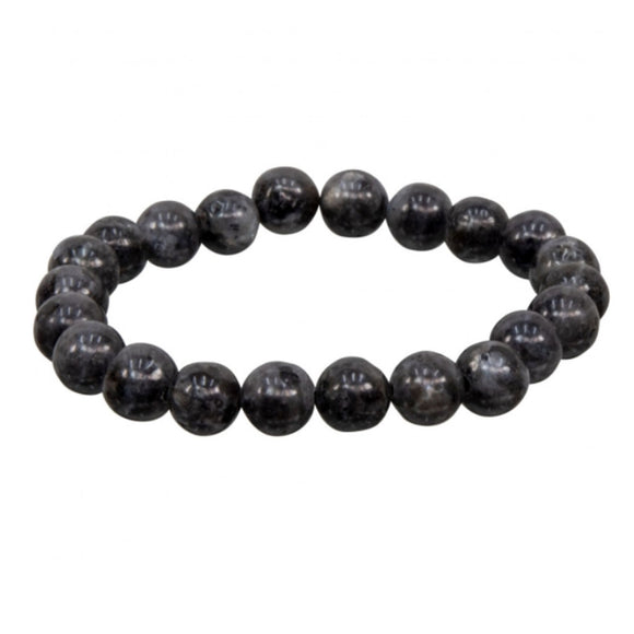 Black Labradorite Round Bead Bracelet (8mm)