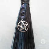 Witch's Broom with Pentacle Charm (Blue and Black)