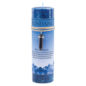 Abundance Pillar Candle with Blue Goldstone Pendant