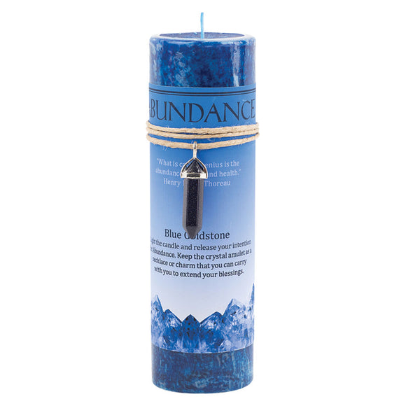Abundance Pillar Candle with Blue Goldstone Pendant