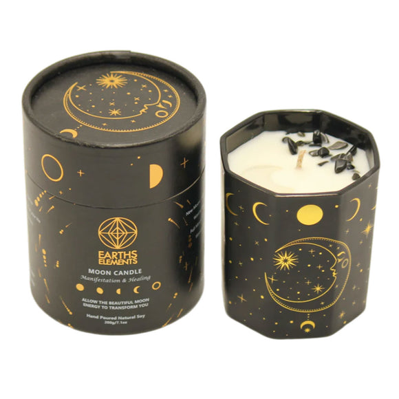 Moon Candle by Earth's Elements (Hand-Poured Soy Candle with Crystals)