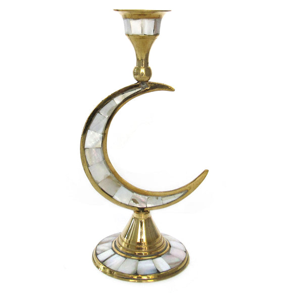 Brass Crescent Moon Candle Holder