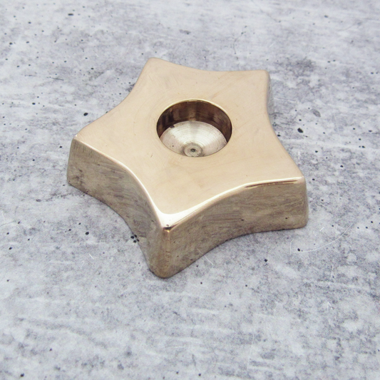 Brass Star Cutout Candle Holder