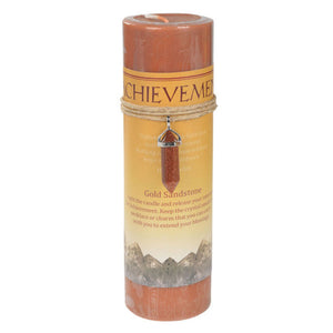 Achievement Pillar Candle with Gold Sandstone Pendant