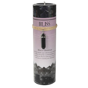 Bliss Pillar Candle with Black Obsidian Pendant