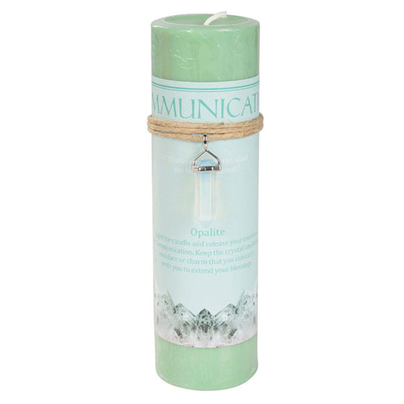 Communication Pillar Candle with Opalite Pendant