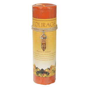 Courage Pillar Candle with Picture Jasper Pendant