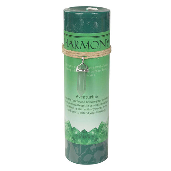 Harmony Pillar Candle with Aventurine Pendant