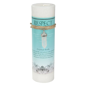 Respect Pillar Candle with Clear Quartz Pendant