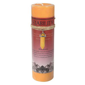 Stability Pillar Candle with Mookaite Pendant