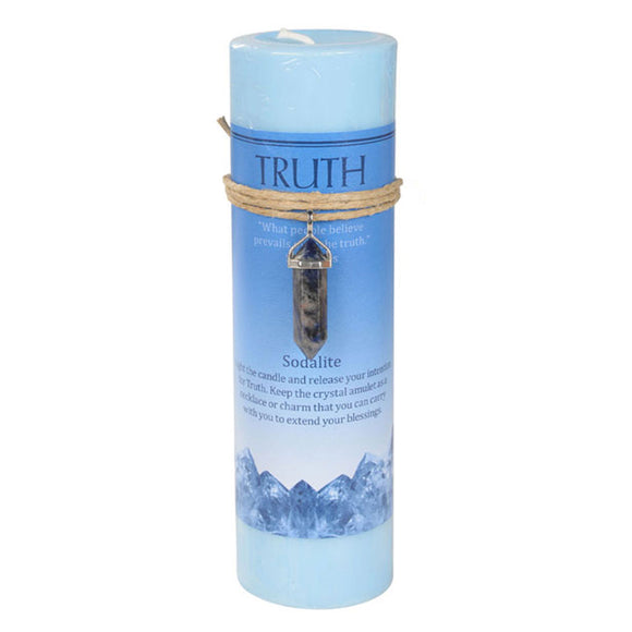 Truth Pillar Candle with Sodalite Pendant
