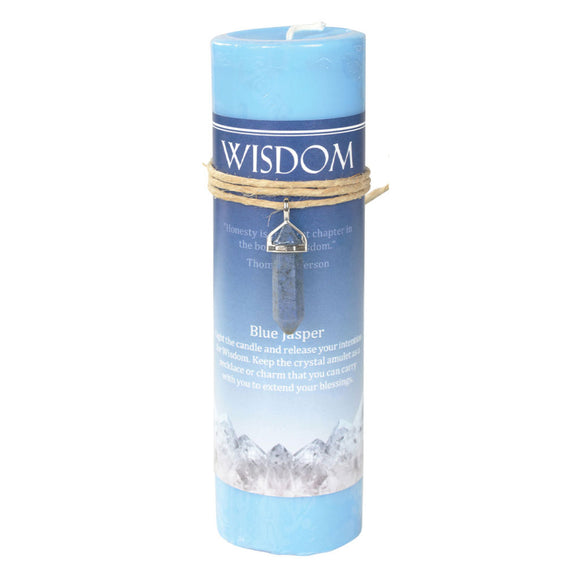 Wisdom Pillar Candle with Blue Jasper Pendant